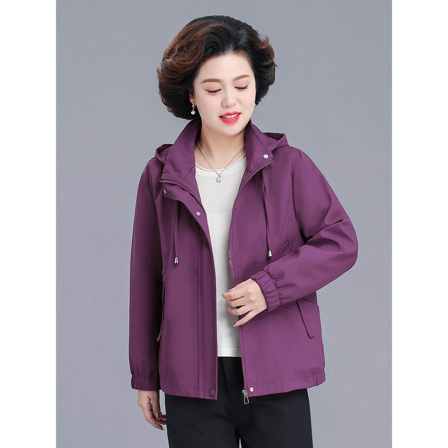 洋气妈妈春装外套薄款2026新款中老年女春秋夹克衫短款