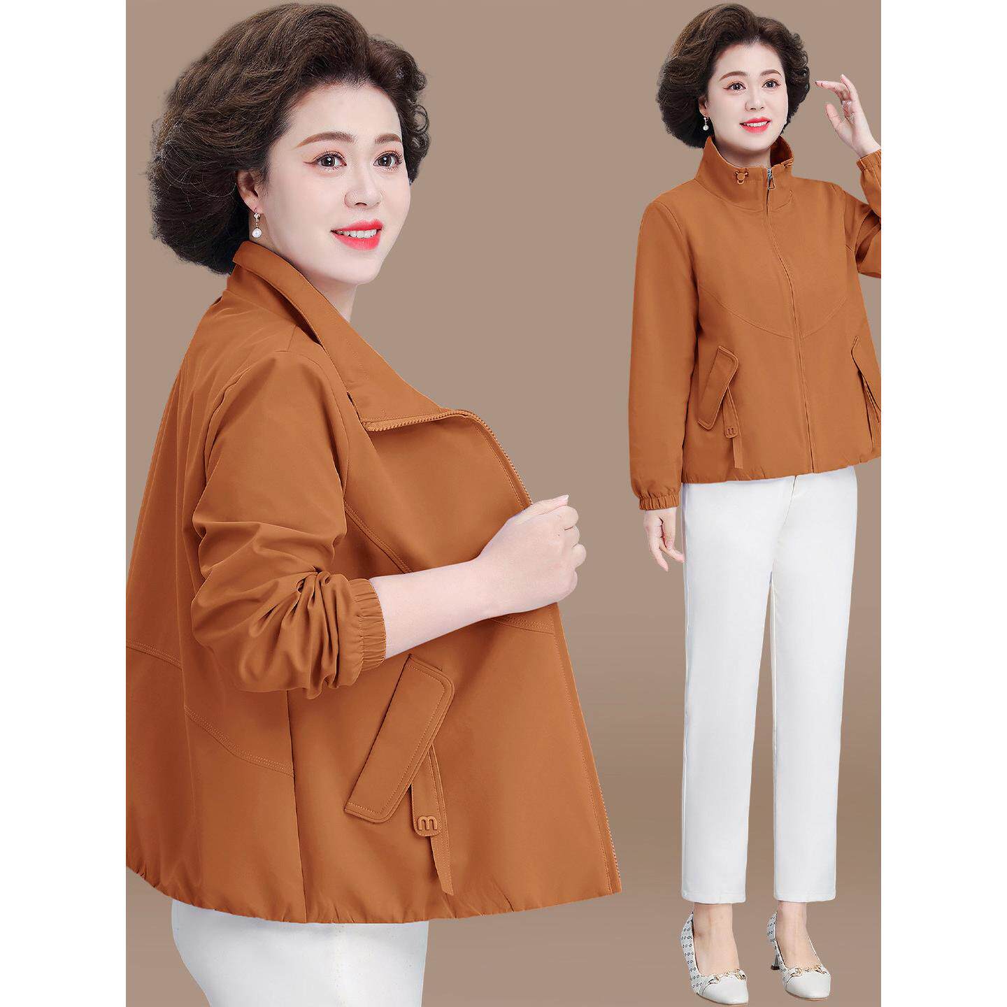 年轻妈妈春装外套时尚减龄夹克上衣2026新款中老年春秋休闲风衣女