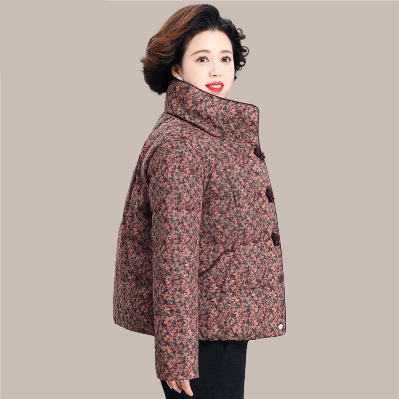 新中式妈妈冬装羽绒服服国风立领外套加厚上衣中老年人女秋冬