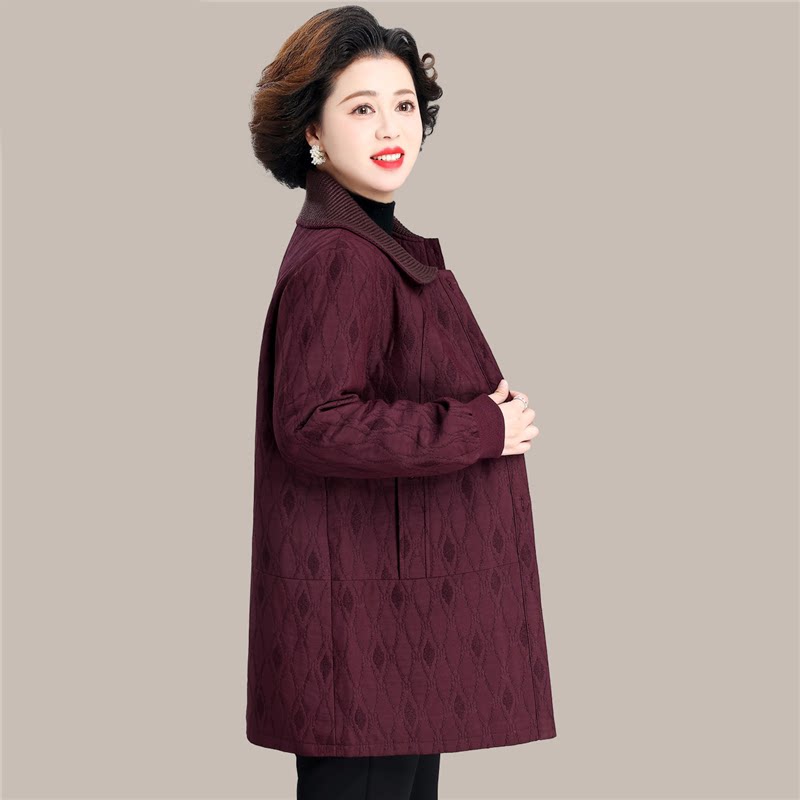 时尚休闲妈妈秋冬中长款棉衣外套2026新款中老年女装保暖加厚棉服