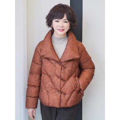 中老年妈妈羽绒服冬装2025新款高级感保暖时尚加厚立领白鸭绒外套