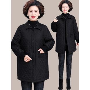 妈妈秋冬装轻薄夹棉外套中老年女装2025新款中长款洋气大码棉衣服