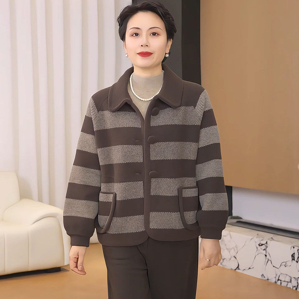 时尚洋气妈妈秋装休闲外套女气质减龄中老年宽松百搭外套 S38-39