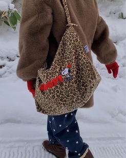 时尚毛绒豹纹史努比女包 韩国lejunev新款拉链单肩包休闲斜挎包