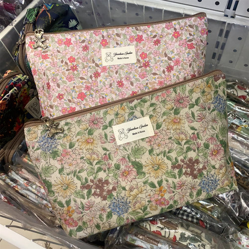 复古粉碎花大号化妆包韩国东大门