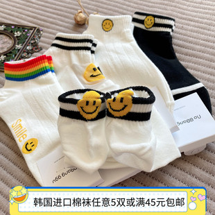 女袜可爱卡通甜美笑脸休闲短袜吸汗透气棉袜潮 韩国东大门春夏新款