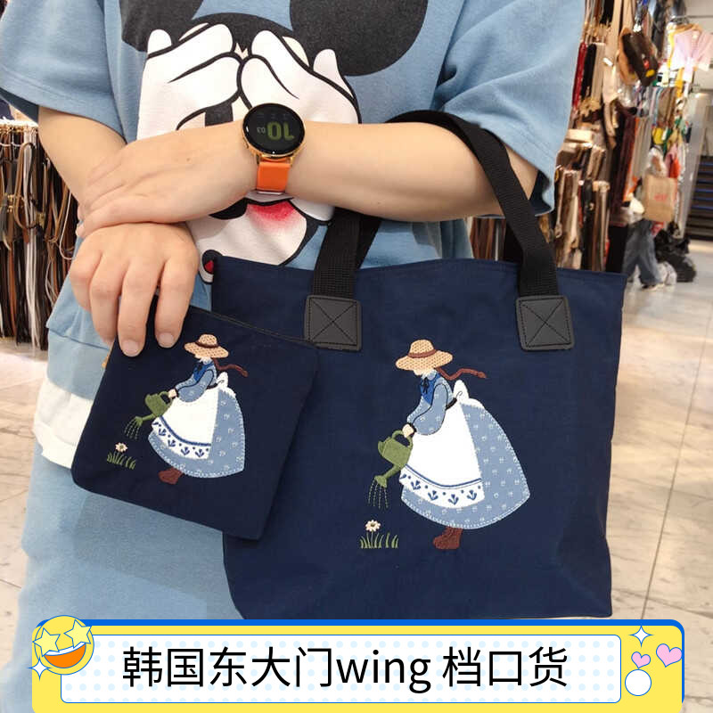 可爱小清新wing档口刺绣托特包