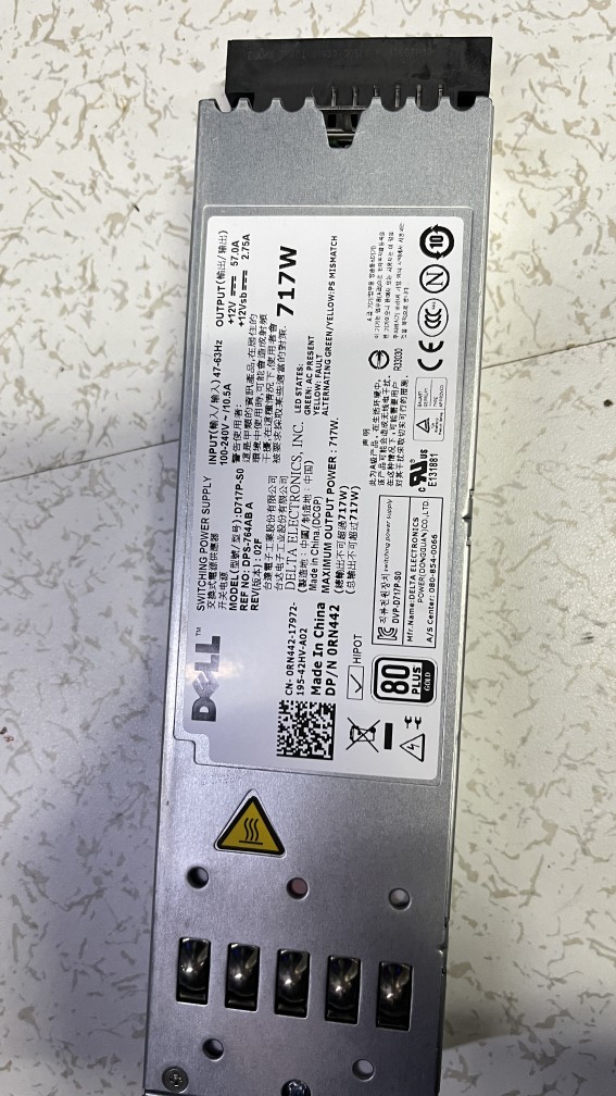 Dell R610 服务器电源模块 717W 料号 FJVYV 0FJVYV
