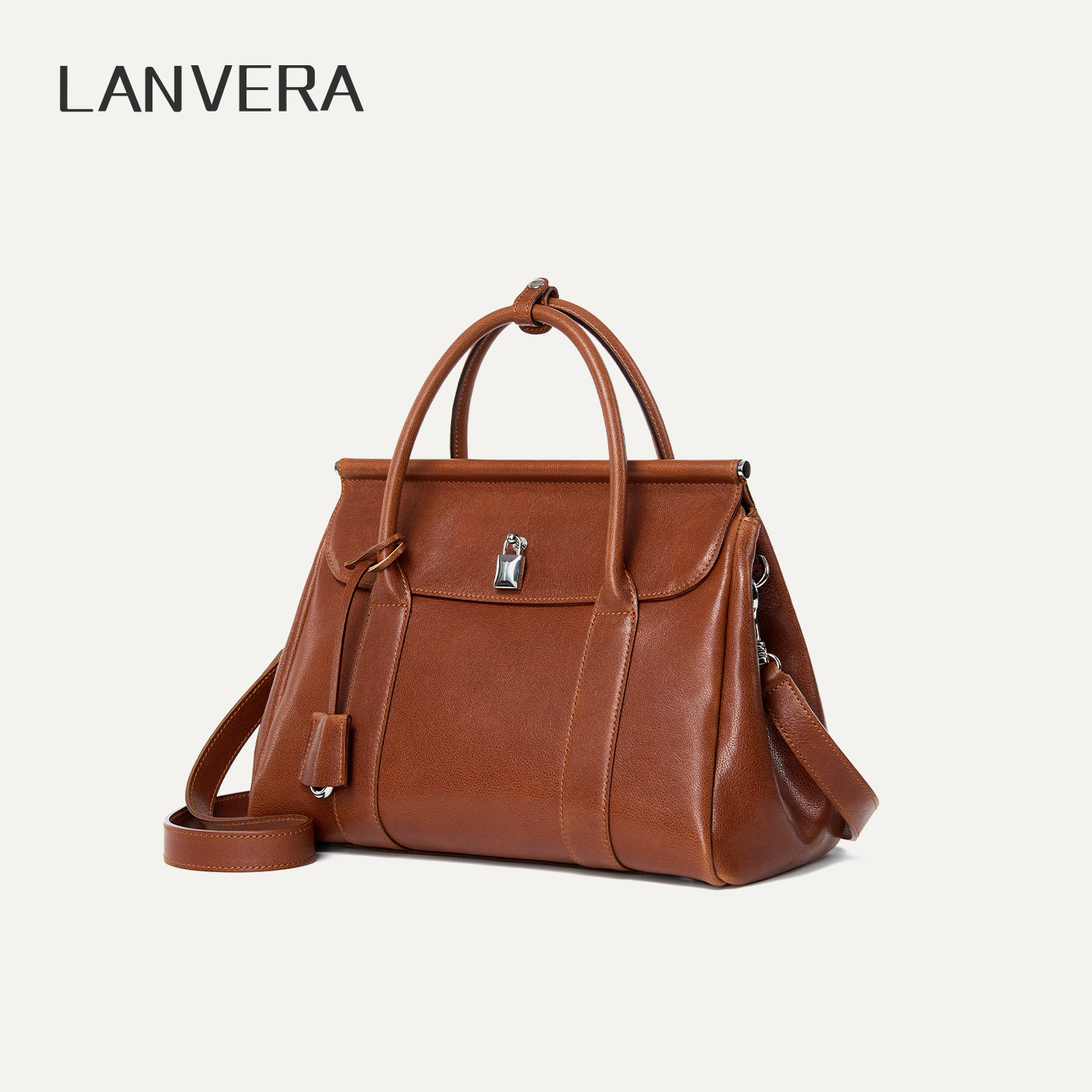 LANVERA头层植鞣牛皮大容量托特