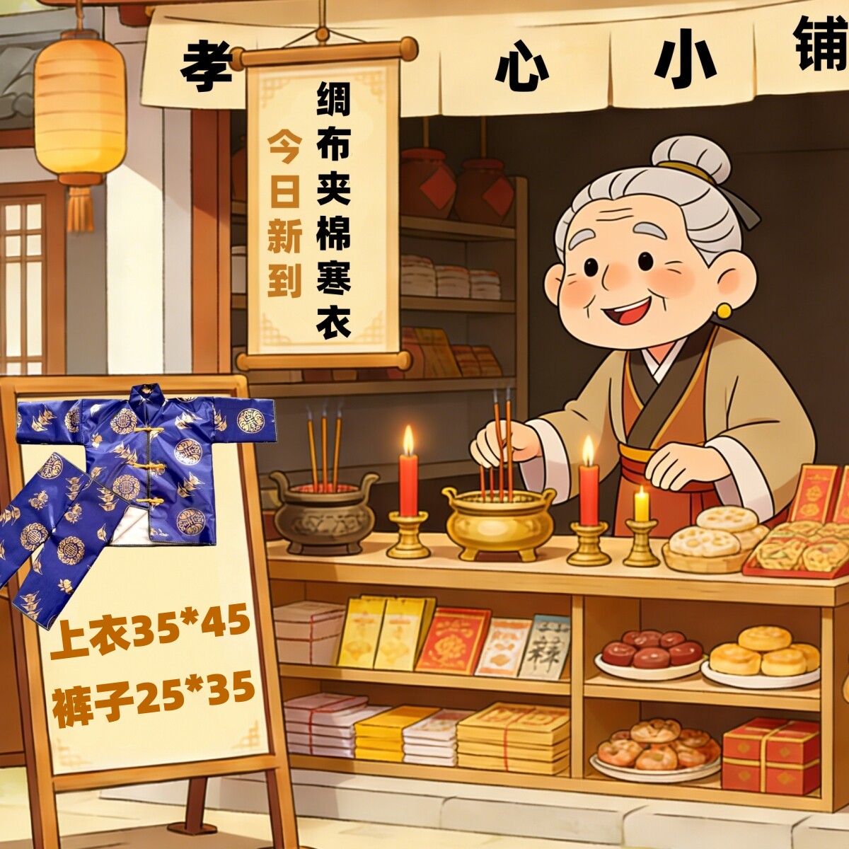 绸缎寒衣加棉加厚全套高档大号加衣服老人寿服一整套布衣服清明节