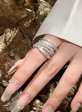 FRIDAY JEWELRY定制款锆石气质简约百搭复古个性可调节戒指开口戒