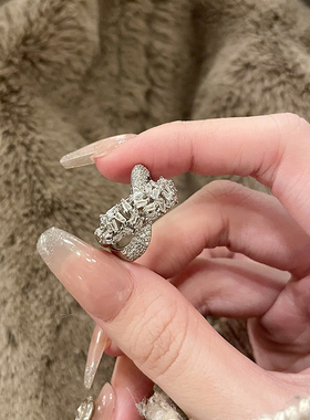 FRIDAY JEWELRY定制银色锆石轻奢百搭复古个性女式食指可调节戒指