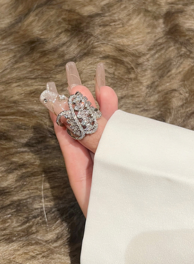 FRIDAY JEWELRY定制款锆石气质百搭轻奢复古个性可调节戒指开口戒