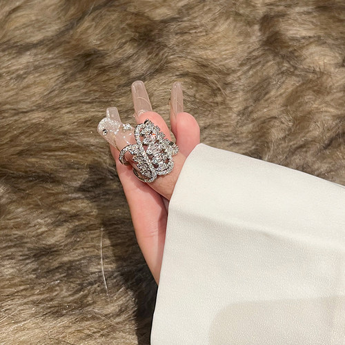 FRIDAY JEWELRY定制款锆石气质百搭轻奢复古个性可调节戒指开口戒