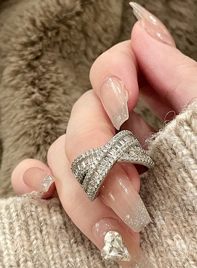 FRIDAY JEWELRY轻奢时尚个性小众复古锆石可调节开口食指自律戒指