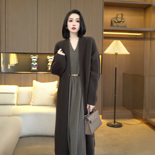 李思桐女装韩系慵懒风中长款针织衫外套女秋冬时尚毛衣外套7364