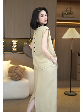 夏装套装裙子2025洋气衣服时尚知性风温柔女装两件套7270