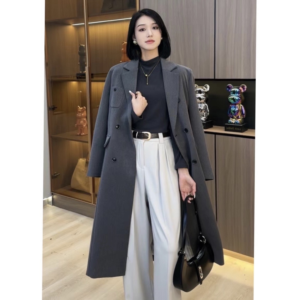 宽松有型长款西装外套休闲大衣