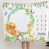 婴儿拍照毯子新生儿满月纪念拍照用品背景包被宝宝法兰绒月份毯夏