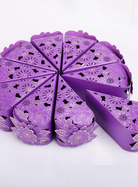 新款镂空结婚喜糖盒紫色蛋糕糖盒韩式烫金浮雕工艺回礼伴手礼纸盒