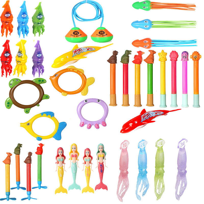 新款泳池儿童潜水棒戏水鱼圈水育早教乌龟鲨鱼海豚海草游泳玩具