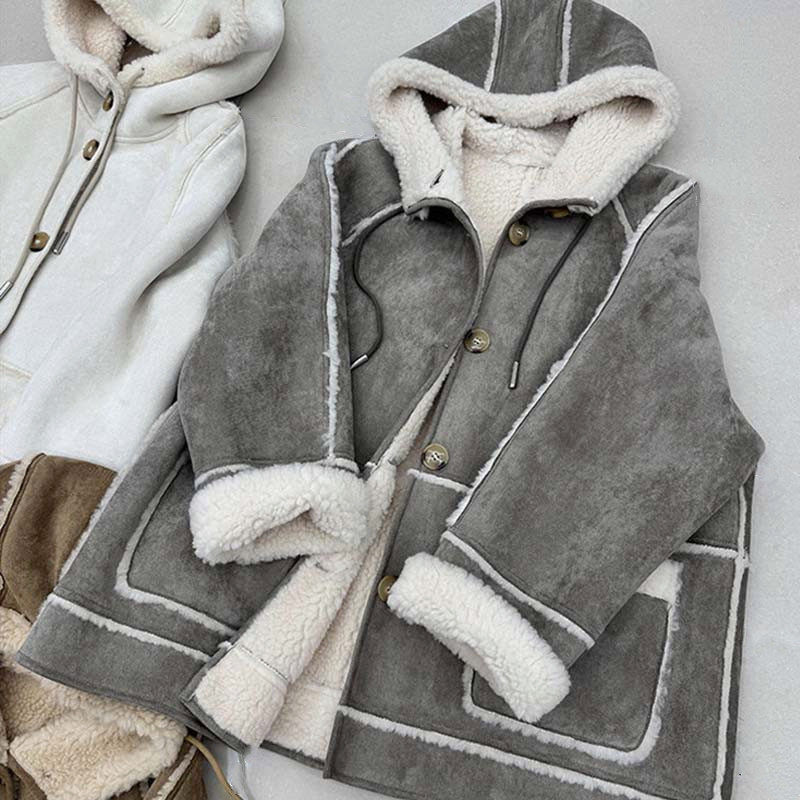 高端真毛绵羊毛连帽皮草女2025冬中长款麂皮绒保暖全羊毛皮草外套,女装/女士精品,皮草,淘宝优惠券,粉丝福利购,淘宝优惠卷