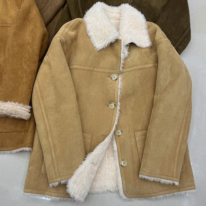 高端韩版绵羊毛中长两面穿皮草