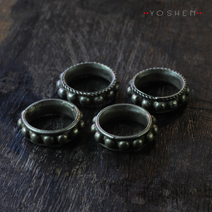 老配饰经典藏区藏地连珠纹纯手打老银片老隔片挂环跑环佛珠配饰