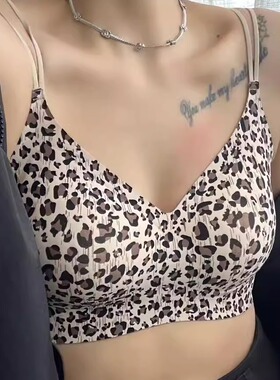 枫之欣6523法式蕾丝吊带背心女内搭带胸垫美背性感外穿抹胸豹纹风