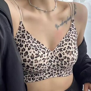 枫之欣6523法式 蕾丝吊带背心女内搭带胸垫美背性感外穿抹胸豹纹风