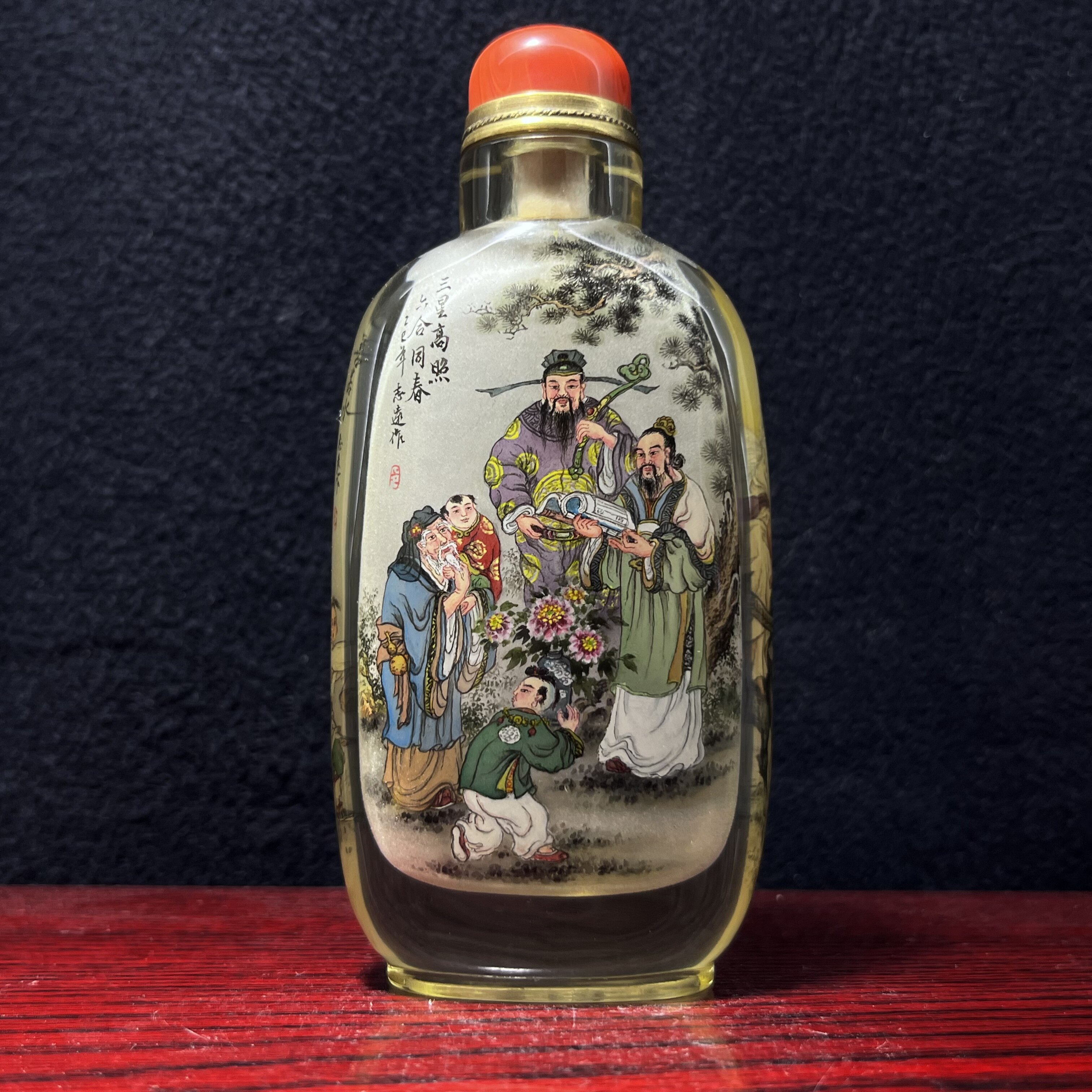 天然水晶内画鼻烟壶手工绘画图商务外事收藏摆件中国特色工艺