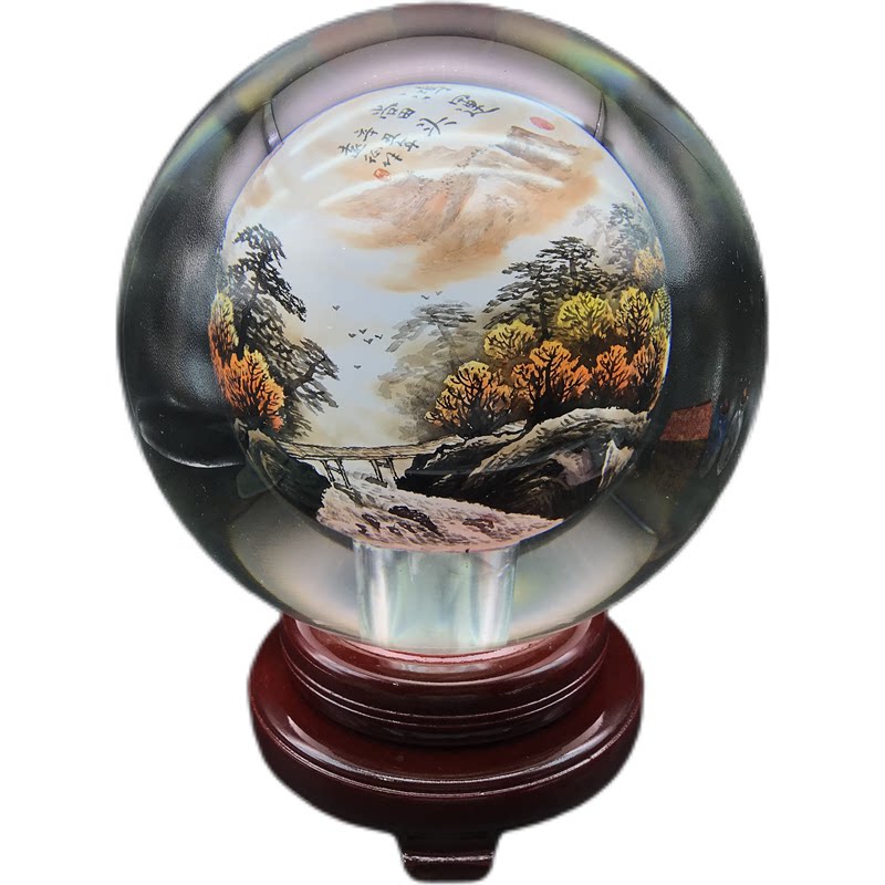 诚信内画手绘水晶球商务酒店家居开业留念庆典结婚等摆件工艺礼品
