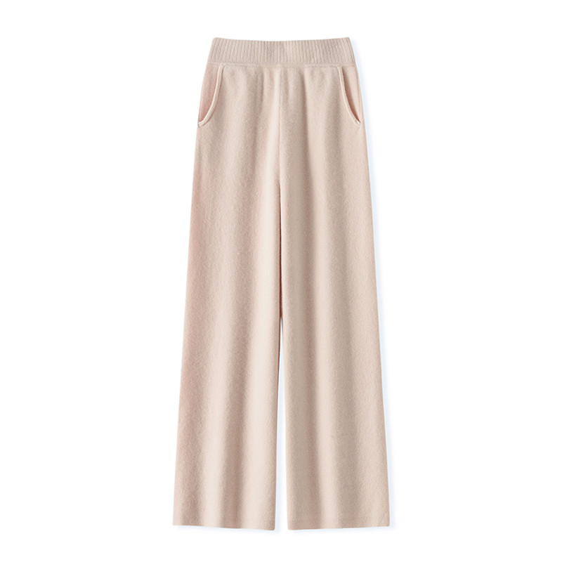 100%纯羊毛阔腿裤女高腰休闲裤宽松直筒外穿垂感针织带兜长裤女,女装/女士精品,休闲裤,淘宝优惠券,粉丝福利购,淘宝优惠卷