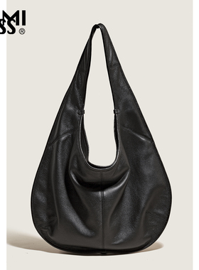 MIMIKISS极简风头层牛皮托特包女大容量手提通勤包百搭单肩包HOBO