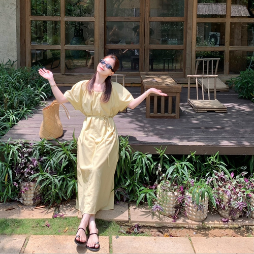 SUNCC自制 甜茶裙 宽松休闲气质百搭显瘦高级韩式甜美风连衣裙