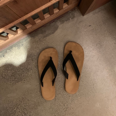 SUNCC自制 row风拖鞋 时尚复古百搭平底防滑ins夹趾人字沙滩拖鞋