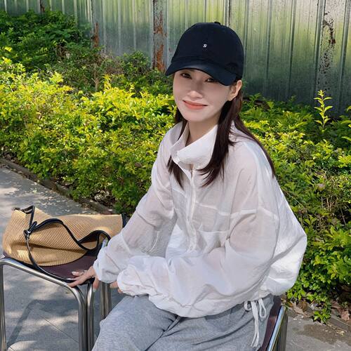 SUNCC自制 特别调调 宽松薄款文艺小众立领短款ins遮阳防晒衬衫