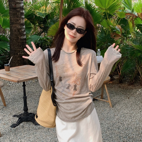 SUNCC自制 柔雾凉感 自制卡通印花夏季休闲气质小众个性罩衫T恤