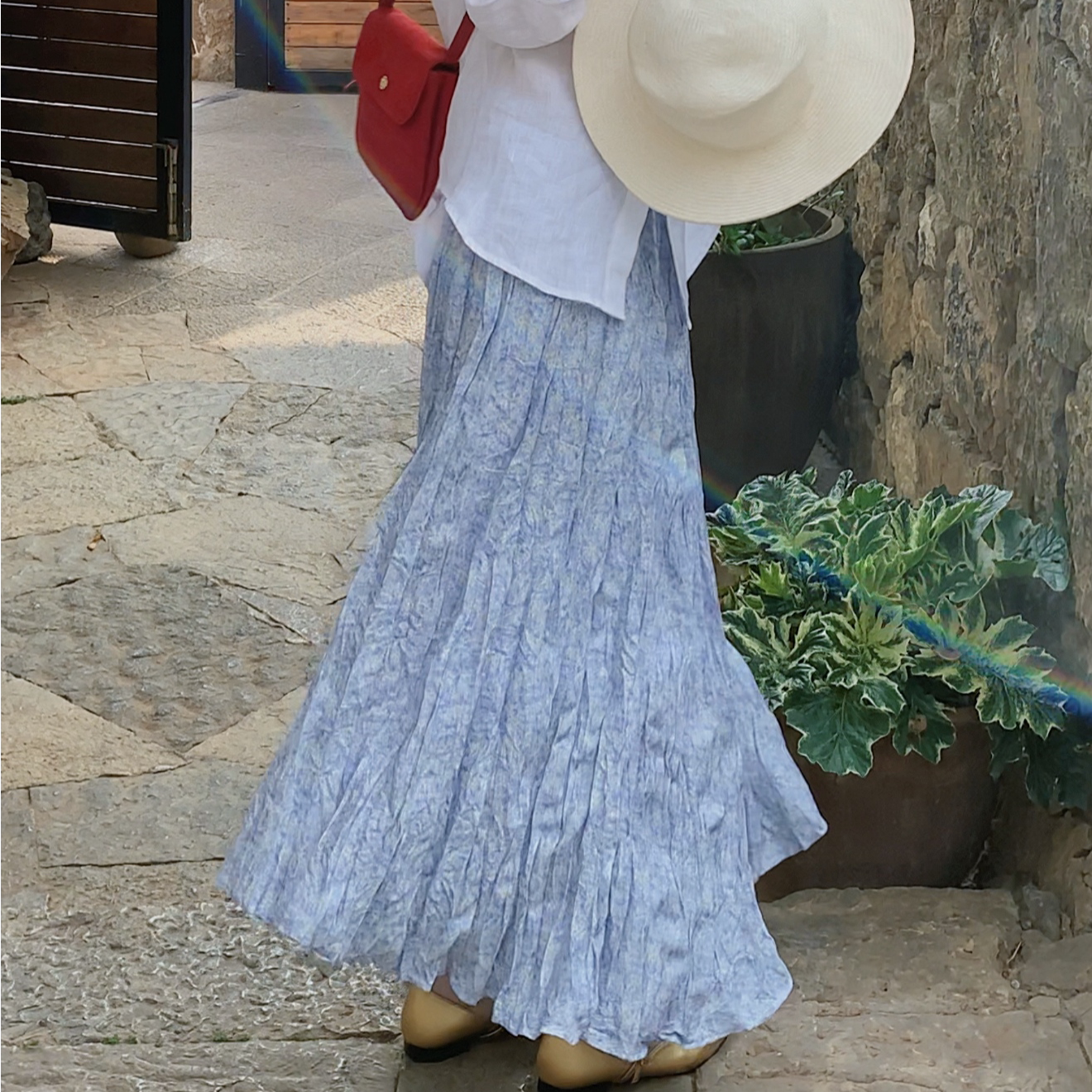 SUNCC自制 蓝色情书 气质温柔百搭设计感碎花半身裙韩系氛围春夏