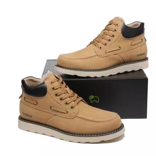 澳洲EVERAU新款进口牛皮羊毛短靴马丁靴休闲防滑男鞋EA5019