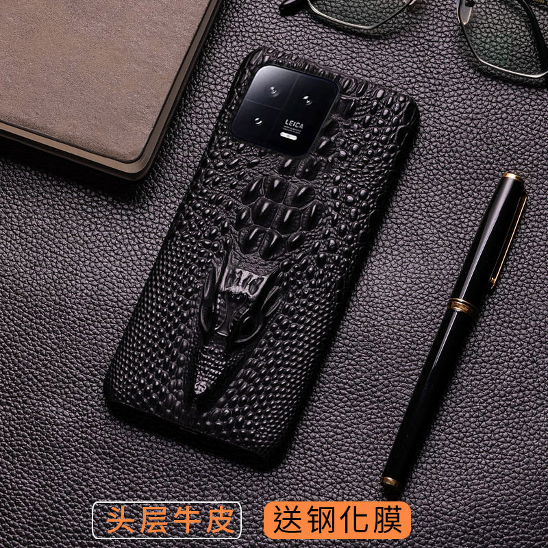 适用于小米15Pro手机壳限定版14Pro高档真皮半包牛皮蛇头纹保护套