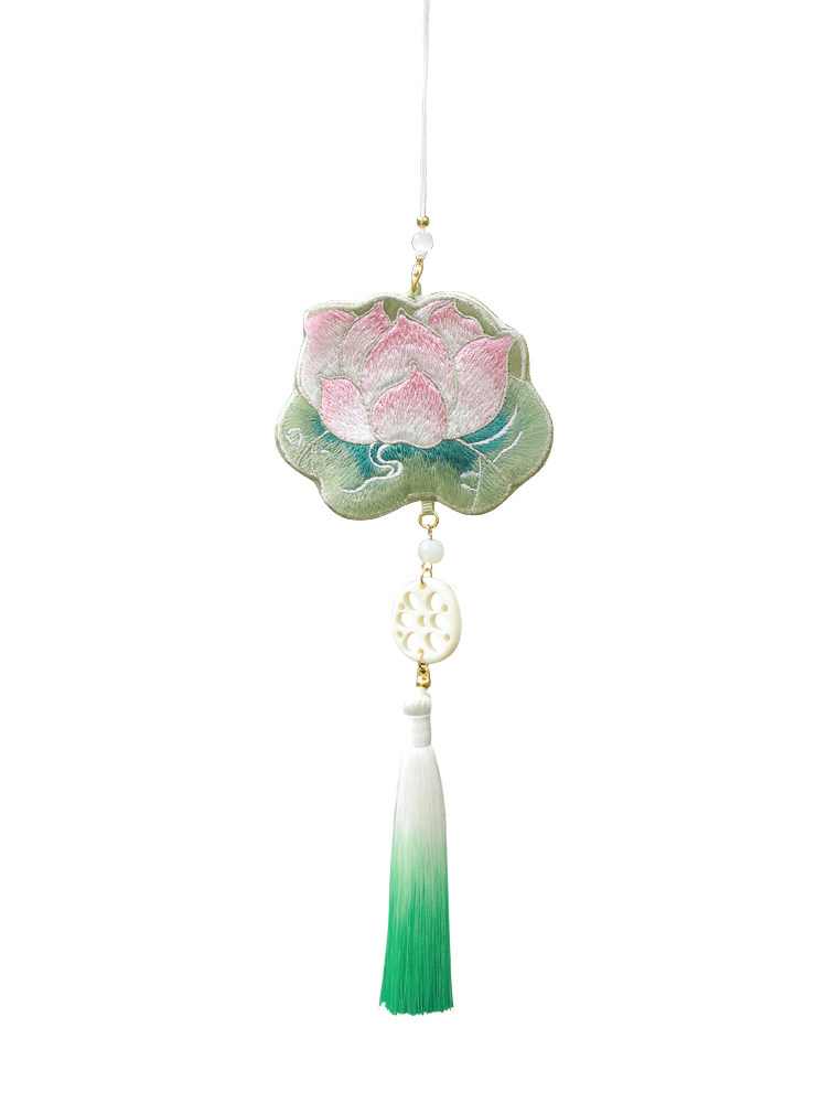 端午节古风荷花香囊空袋汉服腰佩挂脖刺绣莲花香包车挂件随身襟步