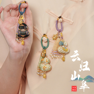 宋锦中式双面葫芦挂件香囊旗袍汉服压襟古风镂空桂花香薰球包挂饰