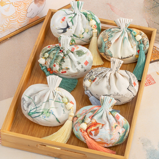 端午古风山水艾叶香囊空袋桂花香包随身汉服腰佩饰驱蚊荷包车挂件