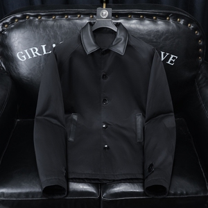 2025冬装90绒落肩宽松型拼皮中长款羽绒服男6006-7201-P300沙发图图片