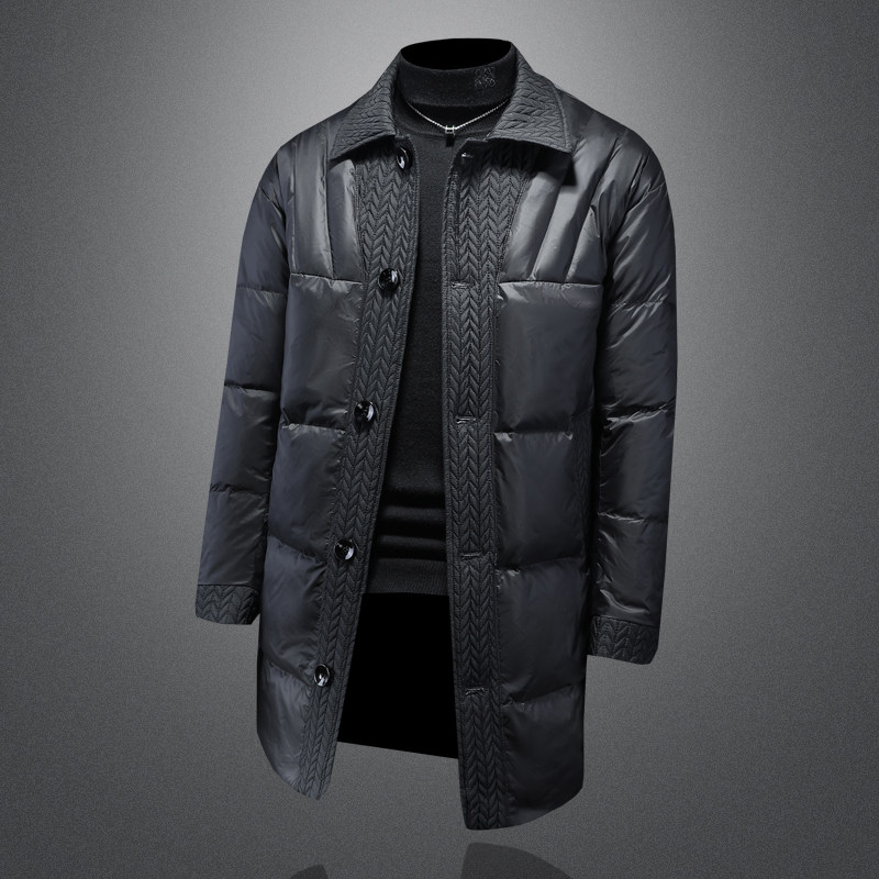 2025秋冬装中长款麦穗拼接羽绒服男钱塘6006-9811-P330尺码偏大,男装羽绒服,钱塘6006(原3029)