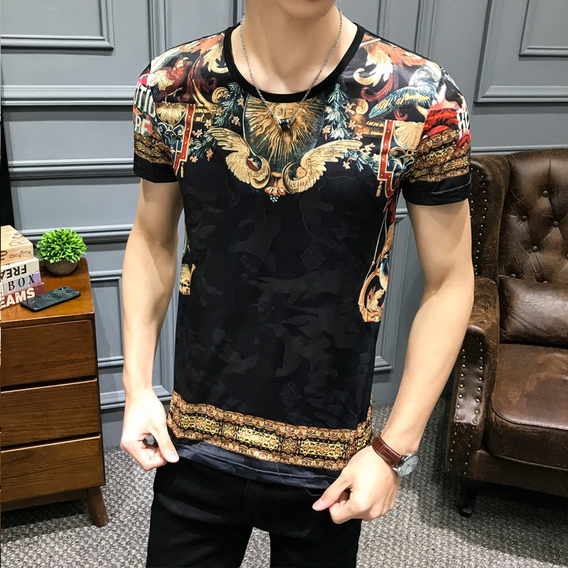2021夏季新款冰丝印花短袖T恤男钱塘3029-1602P45真模,男装T恤,钱塘6006(原3029)