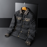 2025秋冬装新款拼接翻领羽绒服男钱塘3029-9119-P300平铺图，男装羽绒服，钱塘6006(原3029)