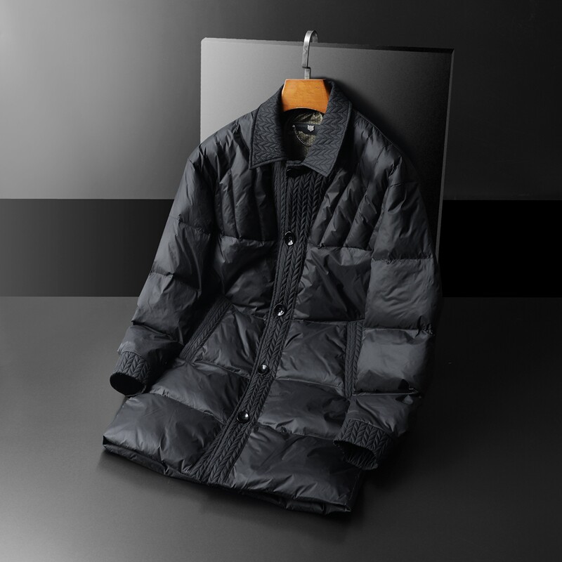 2025秋冬装中长款麦穗拼接羽绒服男钱塘6006-9811-P330尺码偏大,男装羽绒服,钱塘6006(原3029)
