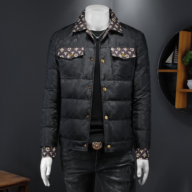 2025秋冬装新款翻领提花羽绒服男加厚钱塘3029-9119-P300 假模图图片